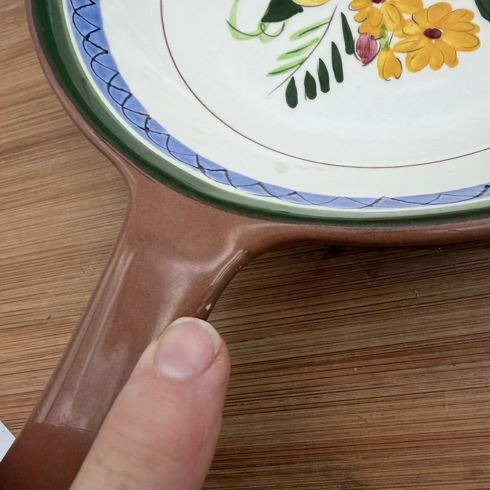 Stangl Pottery Durafired Fruit & Flowers Oven Proof Frying Pan‎ Skillet 8